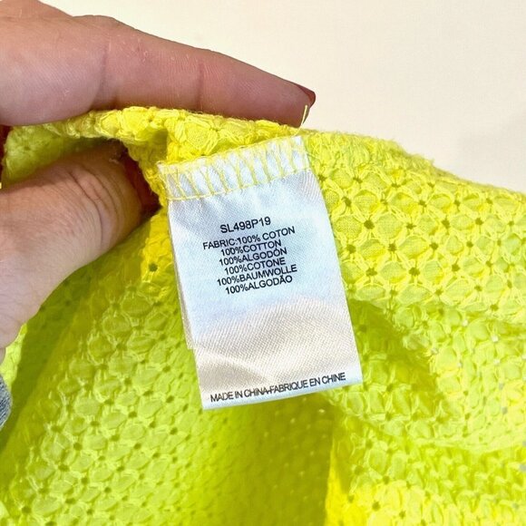 Lili Sidonio Molly Bracken Button Up Blouse Top Womens S Yellow Collared Eyelet - Picture 5 of 10